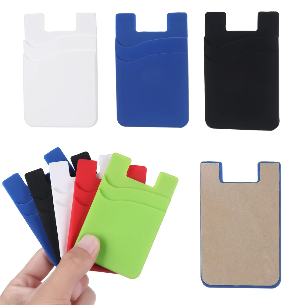 

1PC Silicone Adhesive Mobile Phone Back Card Holder Wallet Case Elastic Stick Card Pocket Universal Cash ID Small Cash Purse