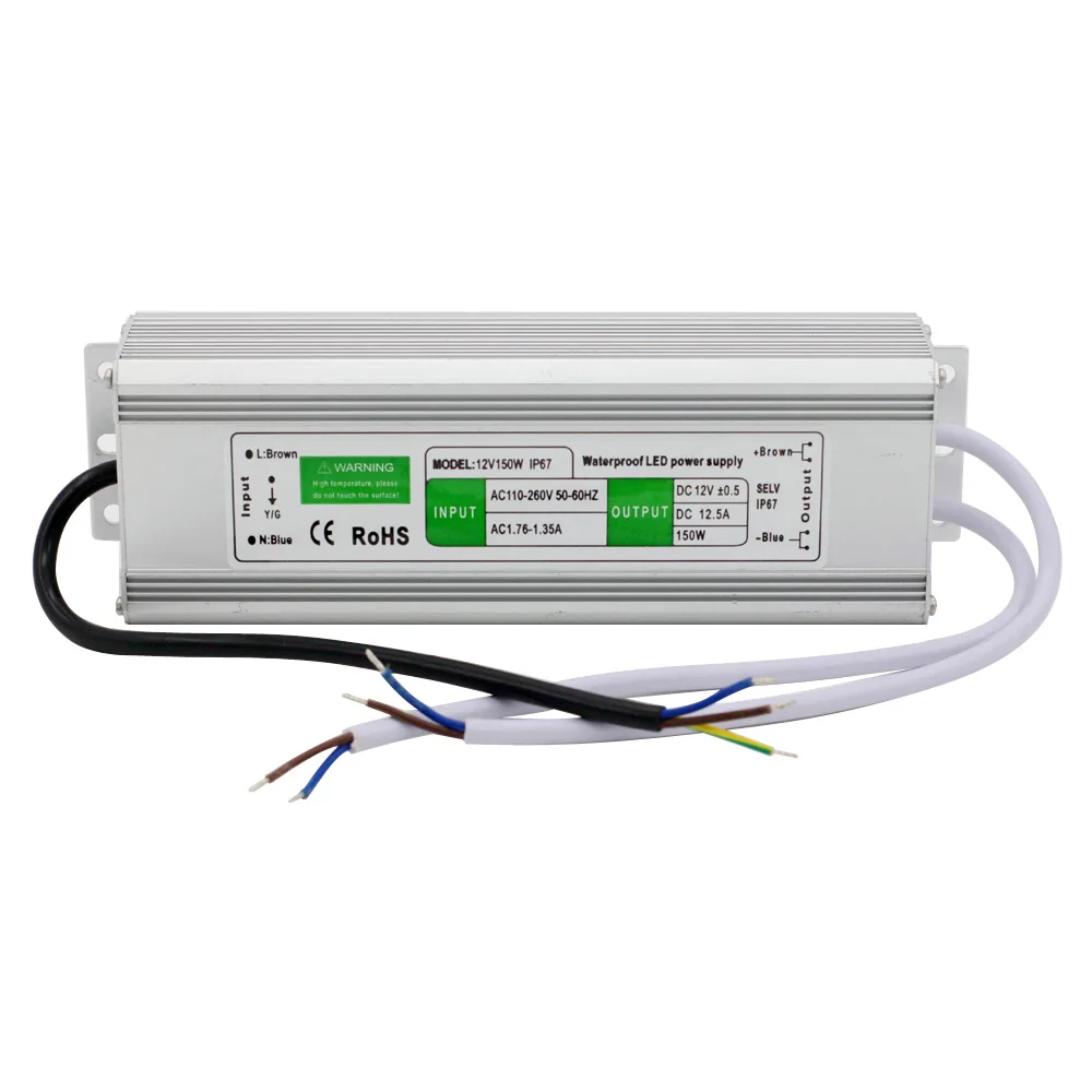 Unidade de Alimentação v a 12 Ip67 à Prova Motorista Transformador Eletrônico ac 110 220 Volt 10 w 30 36 60 100 150 Dip67 Água 12 v 24 Led 7 220 v a 12 24 volt 10