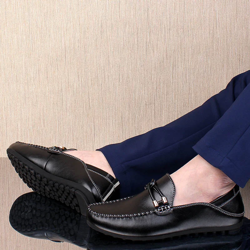 Кроссовки мужские летние туфли в горошек Мужская модная повседневная обувь мужские деловые повседневные кроссовки для вождения Zapatos De Hombre HC-052 - Цвет: Черный
