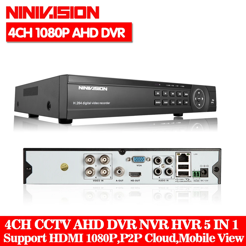 4CH AHD DVR рекордер 1080P 720P 960H сетевой видеорегистратор 4 канала H.264 CCTV HVR NVR система P2P