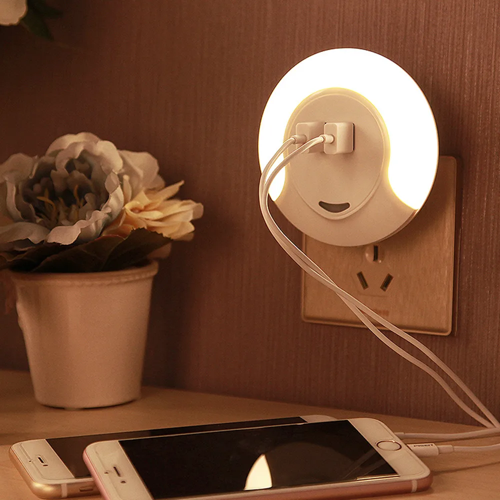 

LED Night Light with 2 USB Port for Mobile Phone Charger Sensor Night Lamp For Children Bedroom Living Room Indoor Lighting