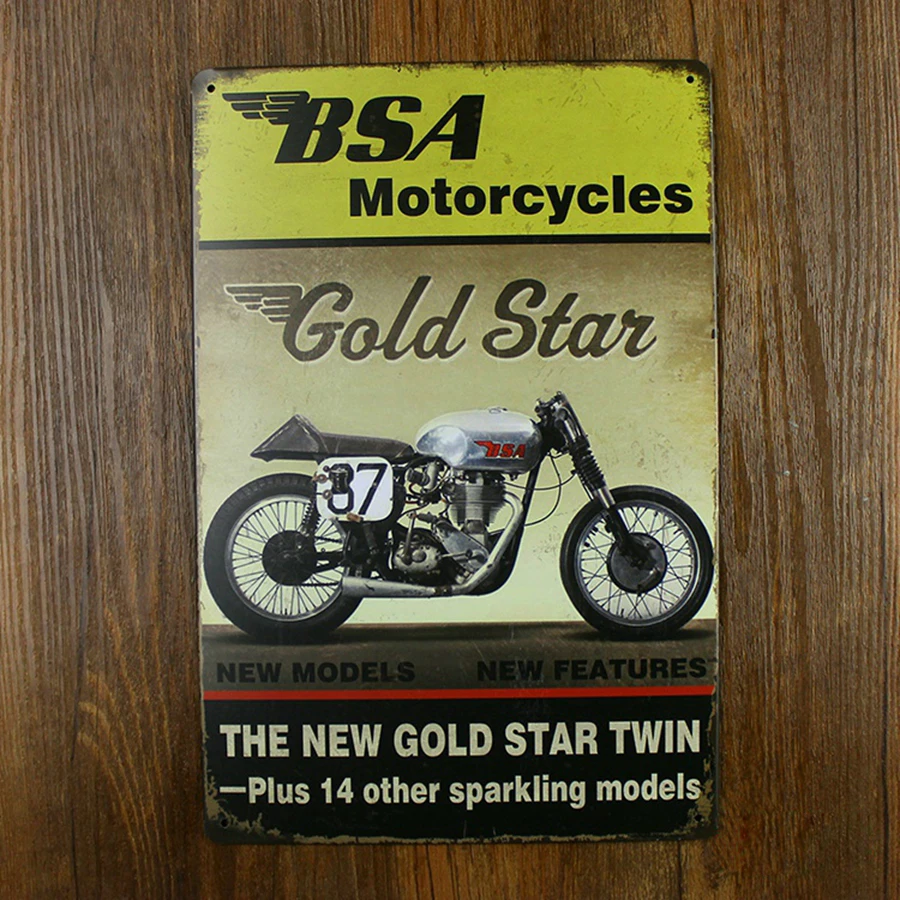 The new cold star twin-plus 14 other sparkling models! Vintage Tin Signs Retro Metal Motorcycle Sign iron Plate Wall Decoration