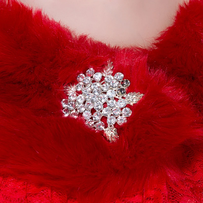 U-SWEAR 2018 Новое поступление зимние Для женщин Красные Свадебные куртка кофта Болеро гладкокрашеные меховая накидка теплая Для женщин