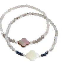 Lohri кристалл натуральный камень стекло браслет из бисера натуральный настоящий четырехлистный клевер талисманы браслет подарок на удачу браслеты для женщин
