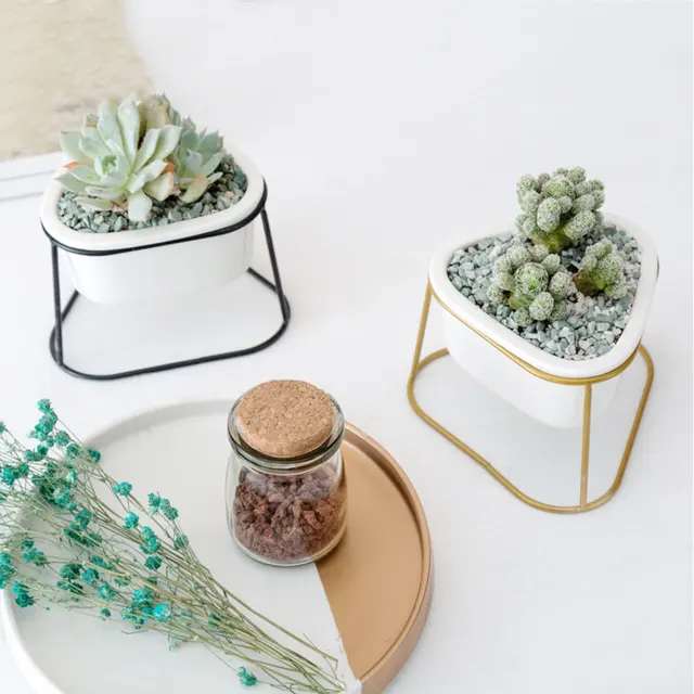 Special Price Mini Nordic Ceramic Flower Pot With Wrought Iron White Succulent Planter Flowerpot Home Office Desktop Decor Flower Pot Set Special Price Mini Nordic Ceramic Flower Pot With Wrought Iron White Succulent Planter Flowerpot Home Office Desktop Decor Flower Pot Set