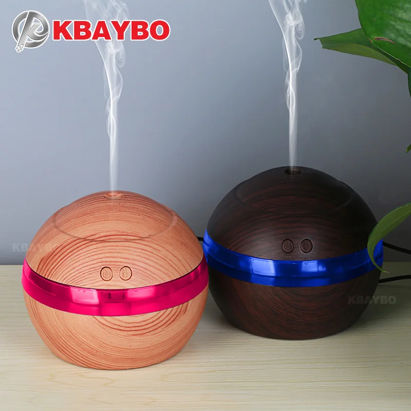 

KBAYBO 130ml Mini Electric USB Air Humidifier Oil Diffusers Wood with light Ultrasonic Humidifier for Home Office Bedroom office