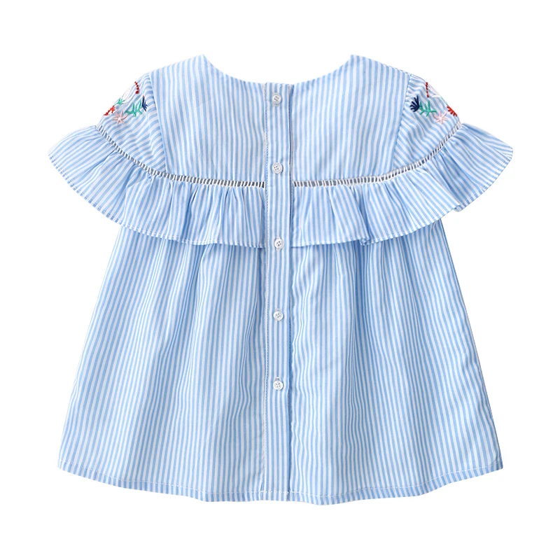 Г., новое летнее красивое платье для маленьких девочек освежающее Хлопковое платье с вышивкой в сине-белую полоску+ повязка на голову