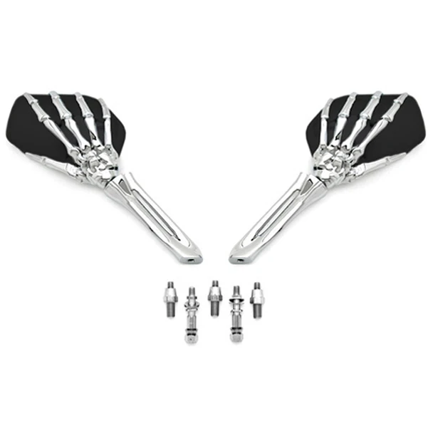 

Brand NEW Black/Chrome Custom Motorcycle Skeleton Mirrors For Harley Davidson Sport Tour Glide FXRT