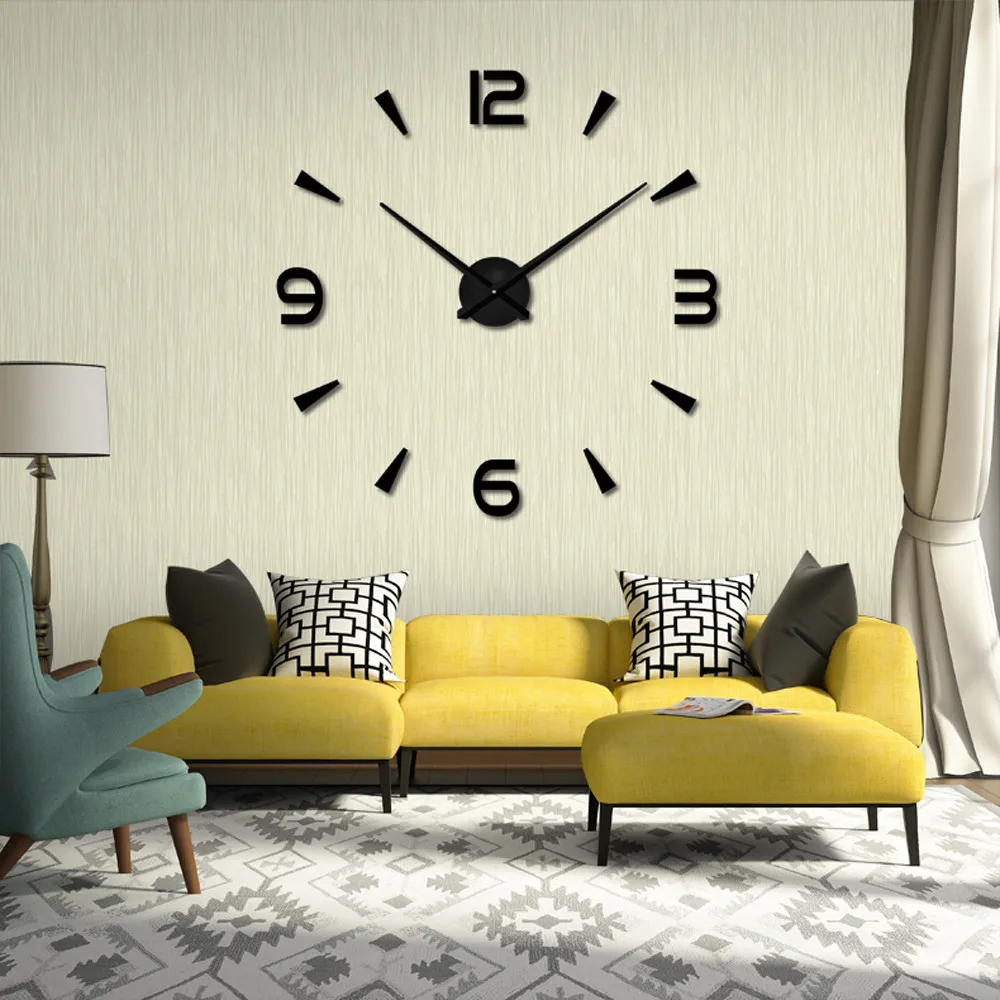 Современные DIY большие настенные часы 3D зеркальная поверхность Стикеры Home Decor Art гигантские настенные часы с римскими цифрами большие часы* 2