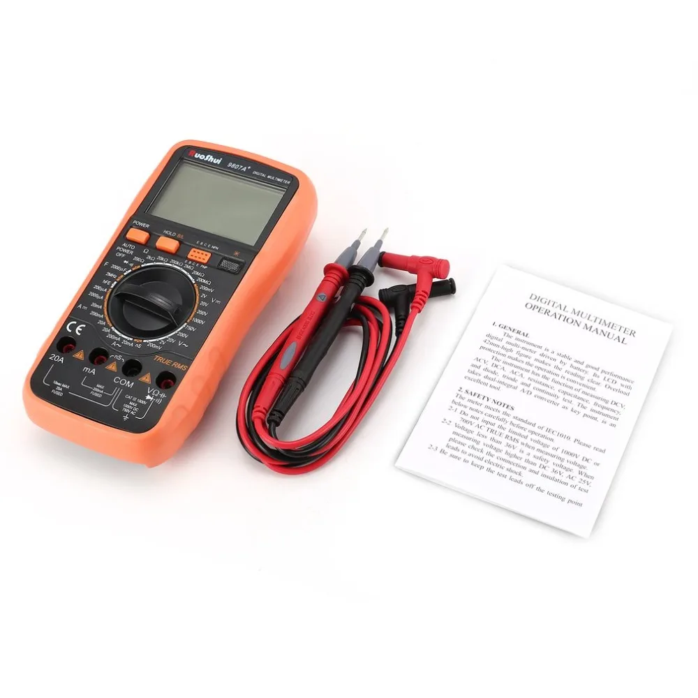 

9807A+ Digital Multimeter 19999 Counts True RMS AC/DC Volt Amp Ohm Capacitance Frequency Diode hFE Continuity Tester