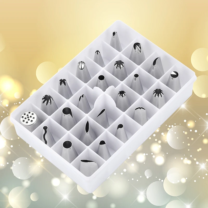 

24pcs Russian Brazil Confectionery Icing Piping Nozzles Pastry Fondant Cup Cake Modelling Converter DIY Cake Decorating Tools