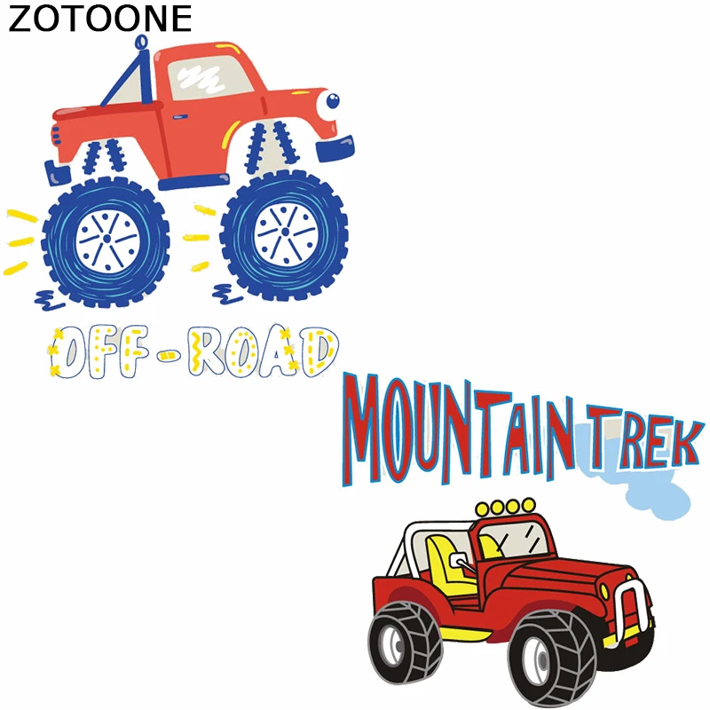 

ZOTOONE Off-road Style Patches Cartoon Cars Iron on Patch for Clothing Diy Cute Heat Transfer Stickers for Kid's Craft Accessory
