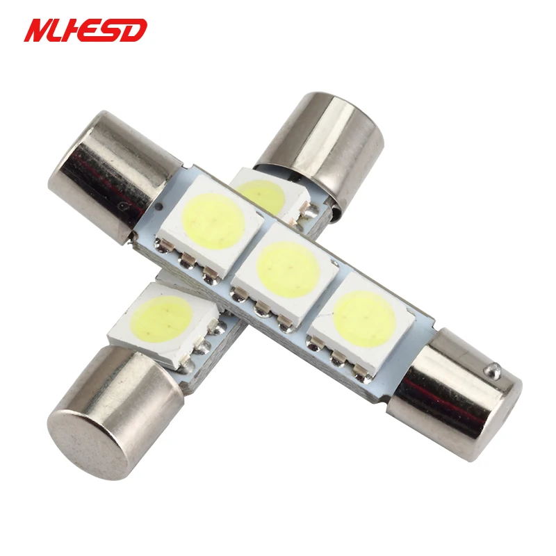 10pcs 12V Flood Festoon Dome T6 T6.3 28mm 31mm 3 SMD 5050 LED 3smd Light Bulb Car Vanity Mirror Sun Visor Fuse White | Автомобили и