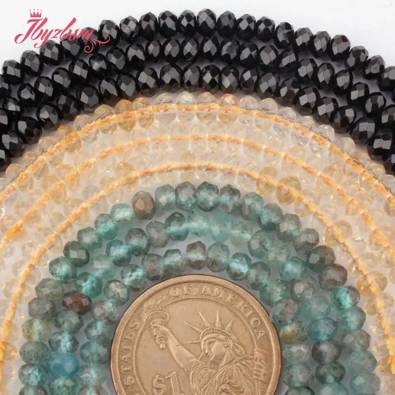 

4x5mm Faceted Rondelle Quartzs Rutilate Natural Stone Loose Beads For DIY Necklace Bracelet Jewelry Making 15"Free Shipping