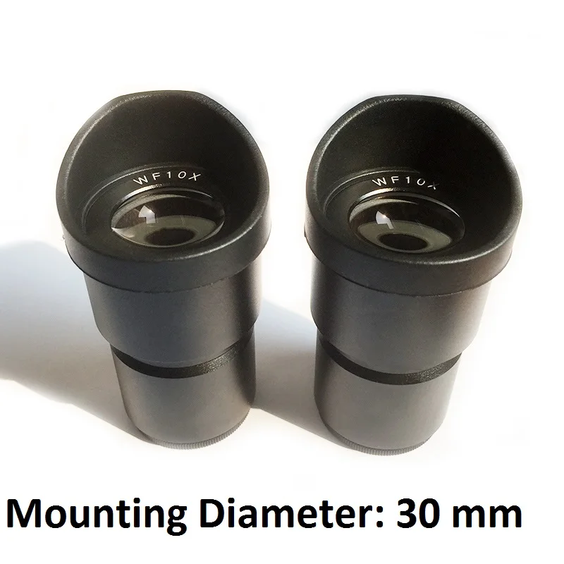 Пара WF10X широкоугольный окуляр оптические линзы для стерео микроскоп с Монтажный Диаметр 30 мм или 30,5 мм с резиновой подставкой - Цвет: Mounting Dia 30mm