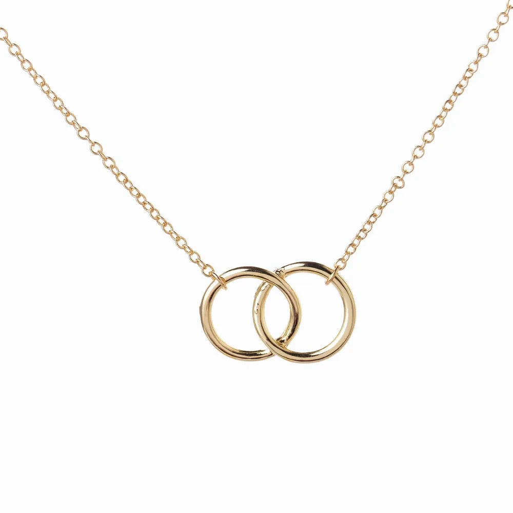 New Necklace Infinity Double Rings Necklace for Girls Interlocking Circles Pendant Necklace for Women Party Gifts