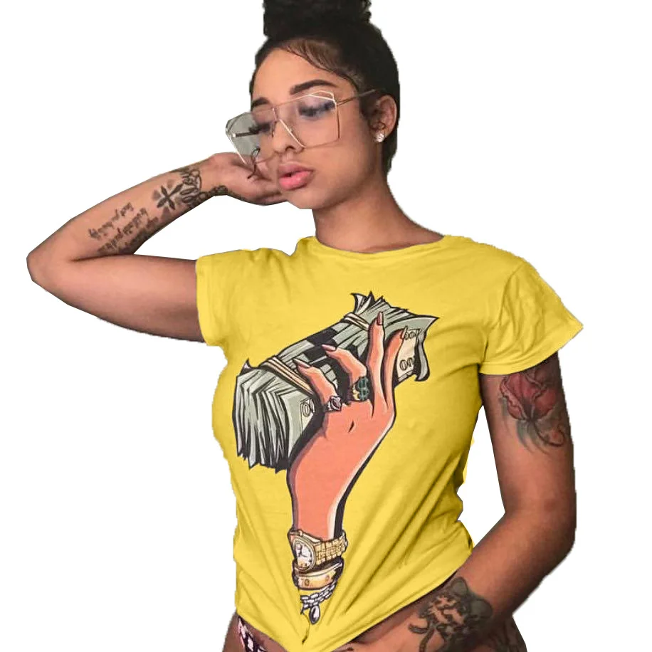

2019 New Summer Women T Shirts Funny Printed More Money Tops Tee Shirts Plus Size Ladies' T Shirts Streetwear S-XXL XXXL