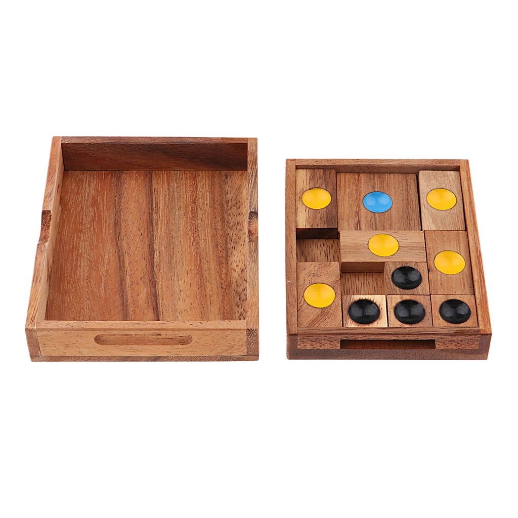 Kids Preschool 3D Brain Teaser Wooden Board Games Sliding Klotski