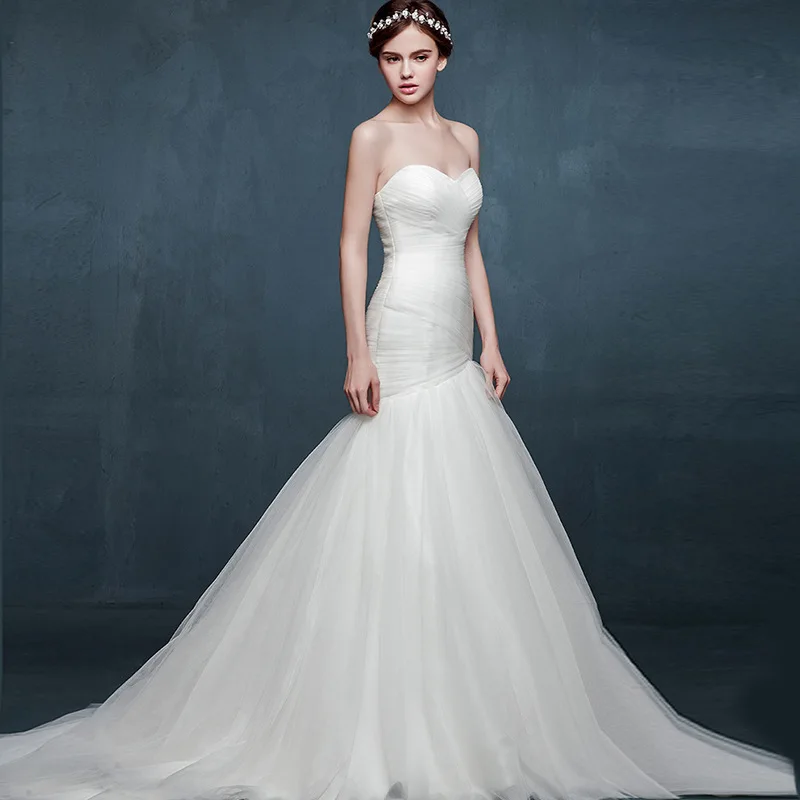 Женская Русалка без бретелек свадебное платье Роскошная свадебная