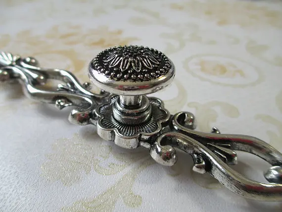 5 128 Mm Shabby Chic Dresser Drawer Pulls Handles Antique Silver 5 128 Mm Shabby Chic Dresser Drawer Pulls Handles Antique Silver Black Sunflower French