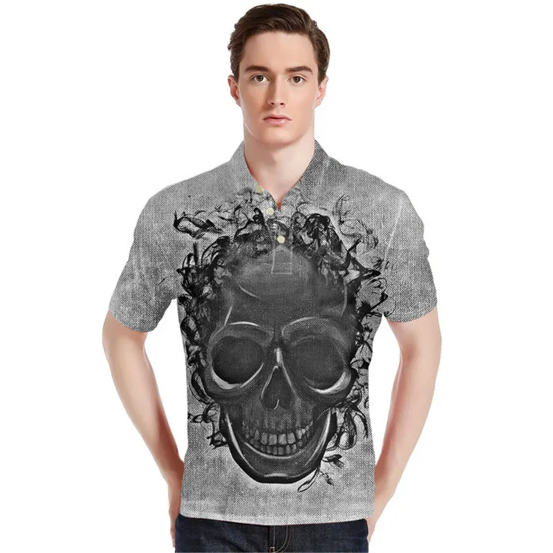 

FORUDESIGN Wholesale Shirt 3D Printed Skull Fashion Short Sleeve Cool Mercerized Cotton Slim Fit Casual Business Men Shirts