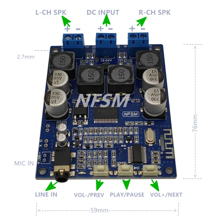 GHXAMP TPA3118 Bluetooth усилитель аудио плата 30 Вт* 2 двухканальный с AUX Bluetooth 5,0 вызов