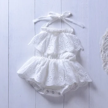 

2020 Summer Baby Romper White flower little angel Baby girls Long sleeve Jumpsuits baby clothing outfit Lace Romper Dress