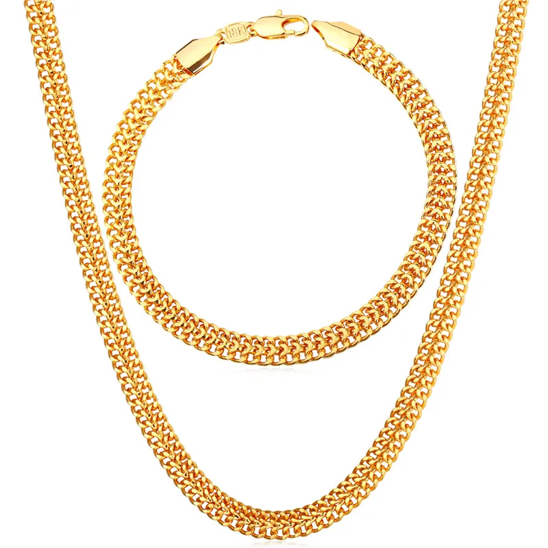 Collare Mesh Chain Men Jewelry Sets Gold/Rose Gold/Silver Color Wholesale Hip-hop Bracelet Necklace Set S187 | Украшения и