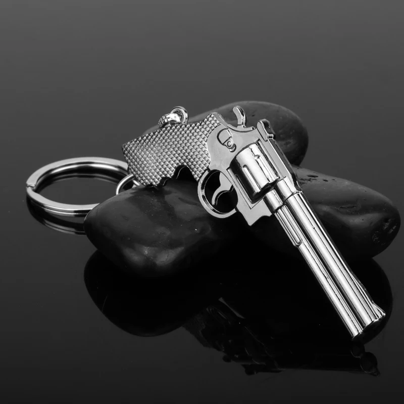 dongsheng Fashion Miniature Revolver Pistol Weapon fashion Model Keychain Key Rings Mini Gun key Chain For Men Jewelry Gift -50