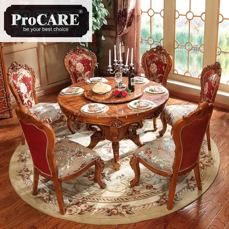 European Cloth Dining Chair Full Solid Wood Carving Restaurant Dining Table, Chair, Leisure Chair, Computer Chair