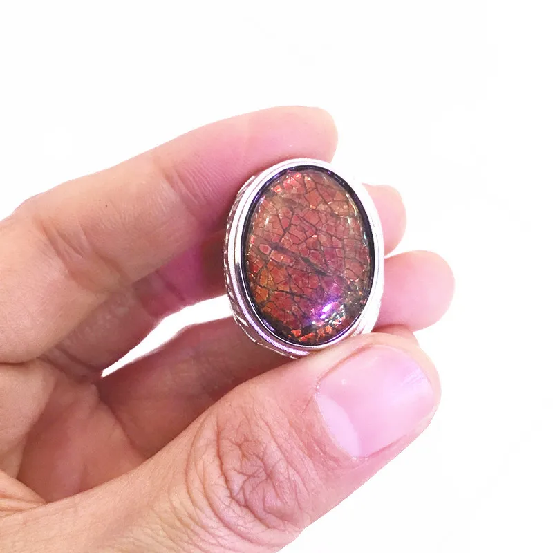 

Natural Ammolite ring gemstone Crystal ring