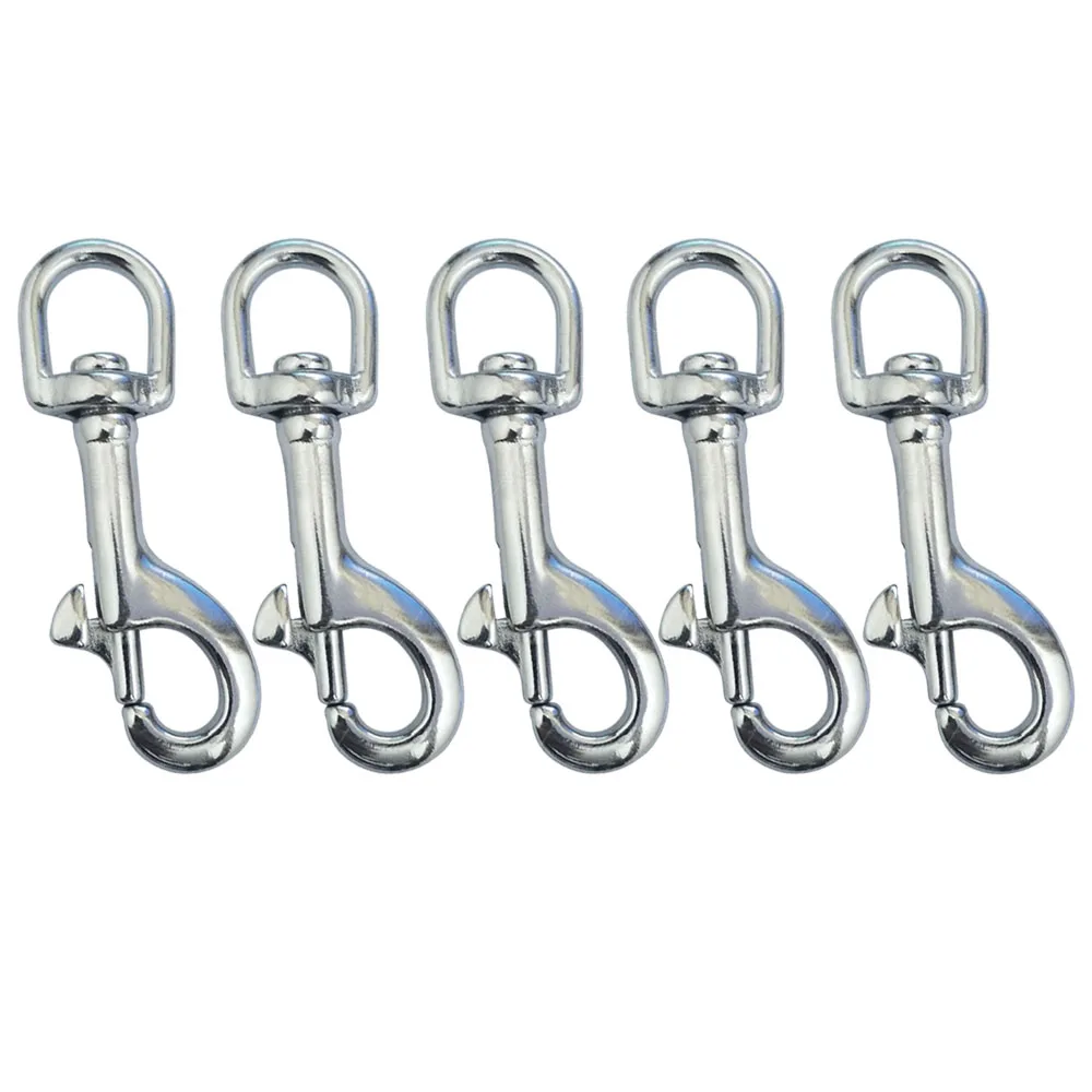 5PCS 316 Stainless Steel 70mm Swivel Eye Snap Hook Dive Single Ended