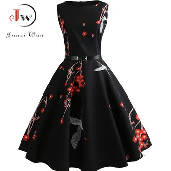 Summer Womens Dresses 2021 Casual Floral Retro Vintage 50s 60s Robe Rockabilly Swing Pinup Vestidos