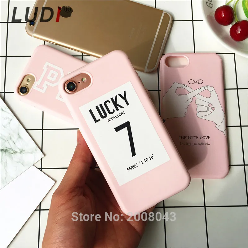LUDI милая и крутая уличная мода Lucky 7 с буквенным принтом Матовая Мягкая Розовая