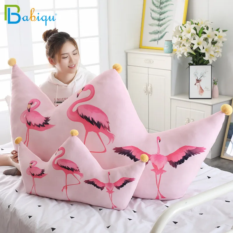 Babiqu 1 шт. 80 см большая розовая Птица Фламинго с короной плюшевая подушка животное мягкая кукольная кровать подушка для девочек подарок на день рождения