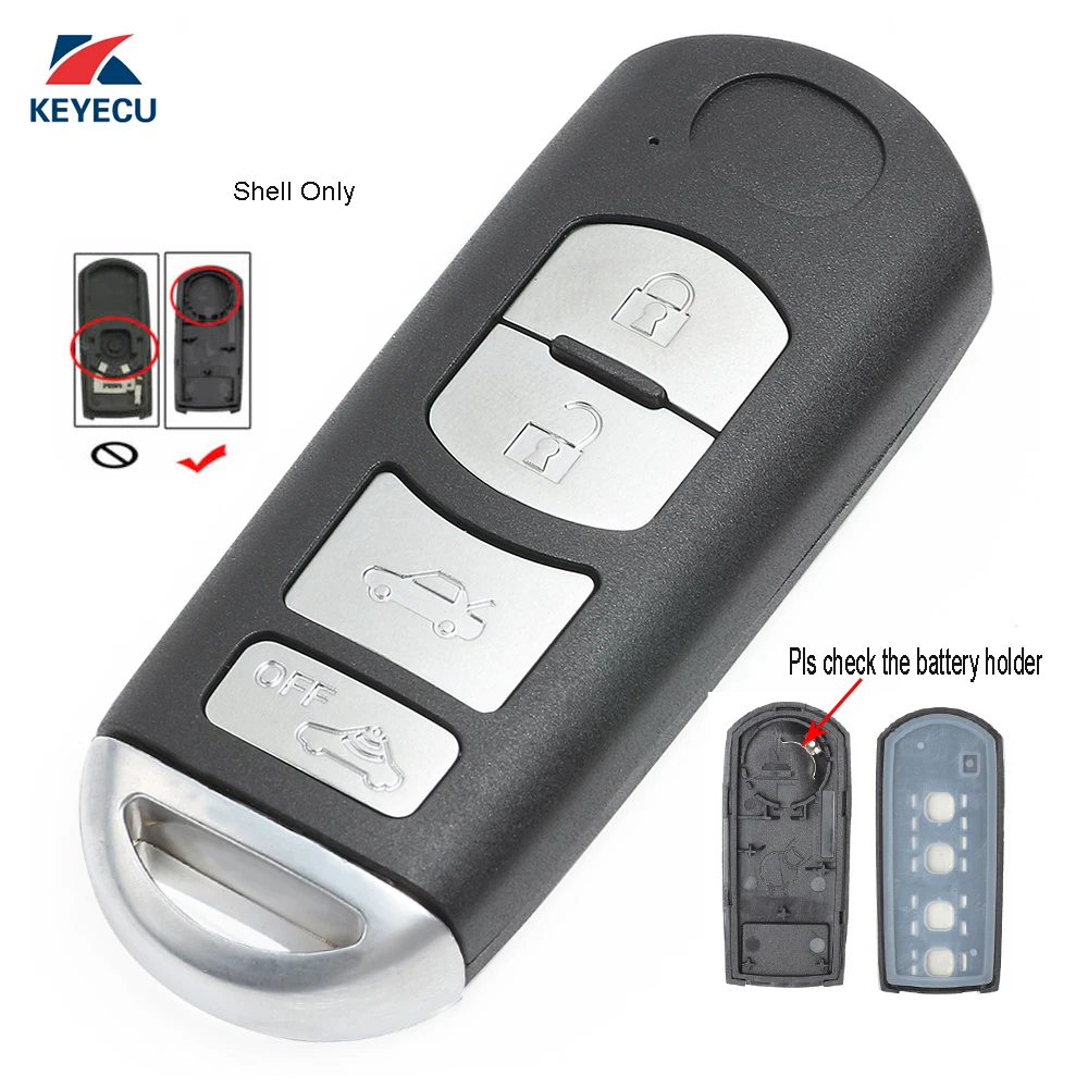 KEYECU Replacement Remote Car Key Shell Case Fob 4 Button for Mazda 3 5
