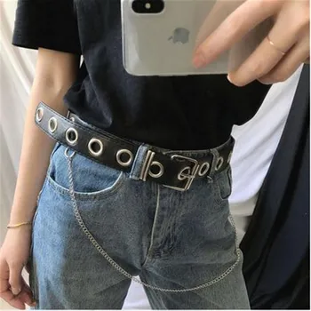 

Women Artificial Leather Belt New Sexy Metal Buckle Jeans Waist Belt Ladies' Fashion Summer Soild Color Chain Strap Hot Selling