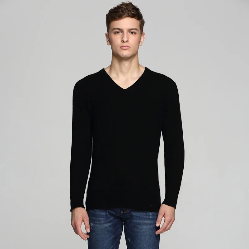 Spring and winter new flat V neck men's cashmere sweater