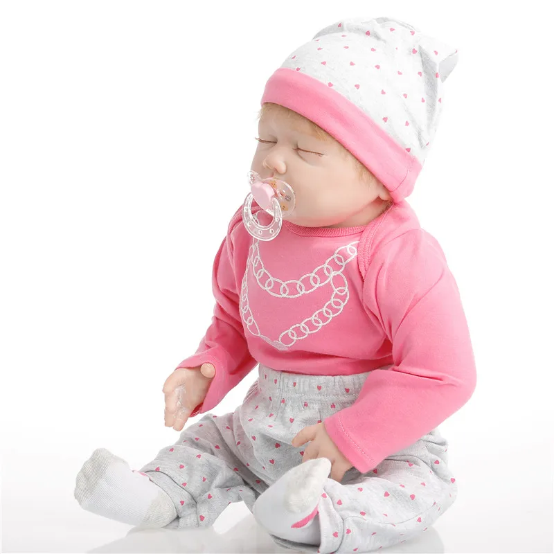 SanyDoll 22-дюйма 55 см силиконовые куклы для новорожденных, реалистичные куклы для новорожденных, игрушки, милый спящий малыш, подарок на праздник для девочек