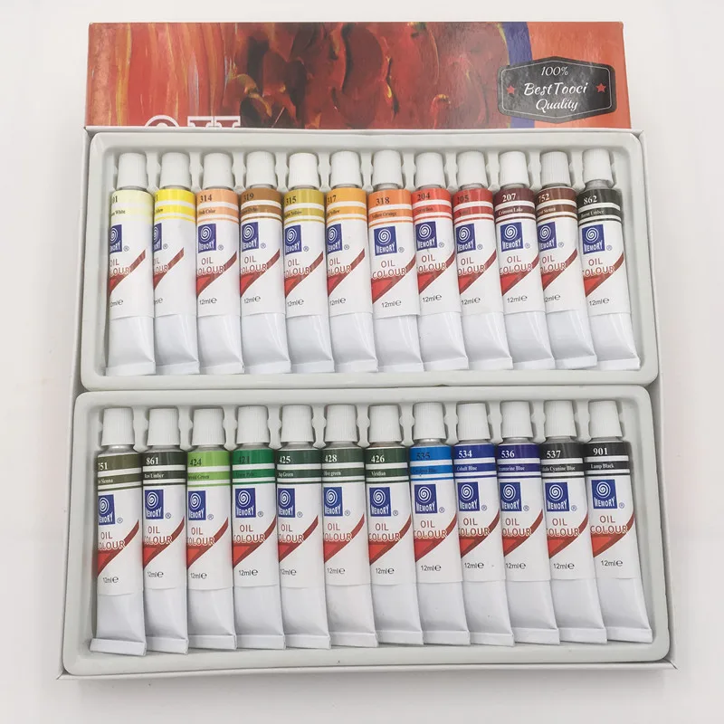 Oil Paints Professional Painting Paint Canvas Pigment Huilt Fine 24 Colors 12ML Tube White Black For Artists