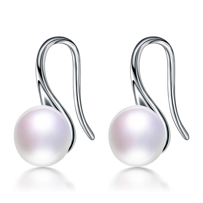 HENGSHENG натуральный розовый Серьги с жемчугом, Для женщин модные серьги из серебра 925, с высокой степенью блеска с сильным светильник - Окраска металла: white pearl