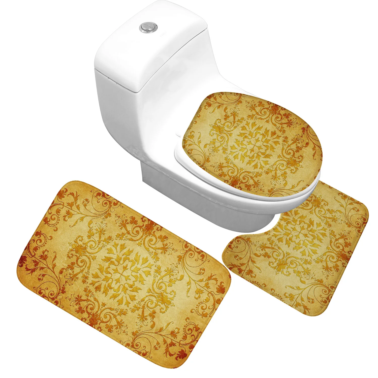 Preise Bad Matte 3 Stück Set Klassische Muster Wc Abdeckung Fuß Pad Nicht Absorbent Bad Tür Matte Flanell Weichen bathr Teppich Teppich