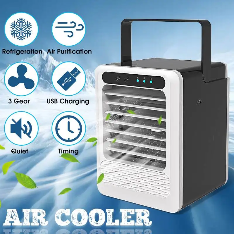 

NEW USB Mini Portable Air Conditioner Air Cooler Humidifier Purifier LED Light Personal Space Fan Air Cooling Fan