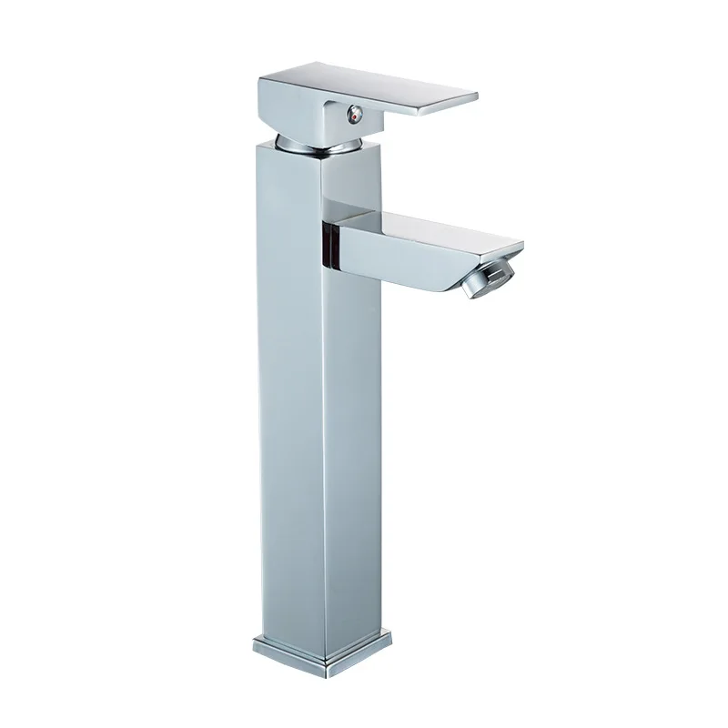 

Chrome-plated single-hole faucet for face basin with copper cold-hot mixing faucet