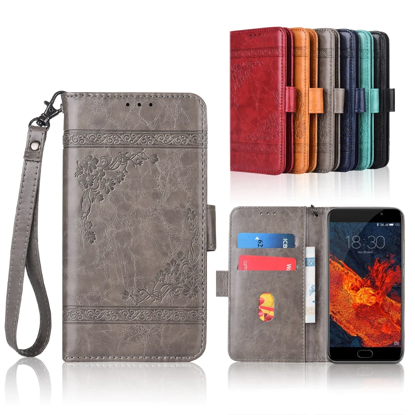 

Newest Wallet case for Meizu PRO 6 Plus Flip case with Strap,100% special PU leather embossing flower book cover case