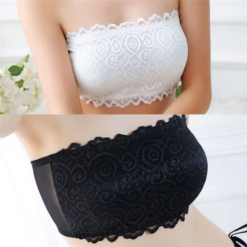 Online Wanita Wanita Peregangan Seksi Renda Beha Dorong Hingga Kabel Bebas Padded Strapless Seamless Tabung Beha Tiga Kait dan  mata Pakaian Dalam