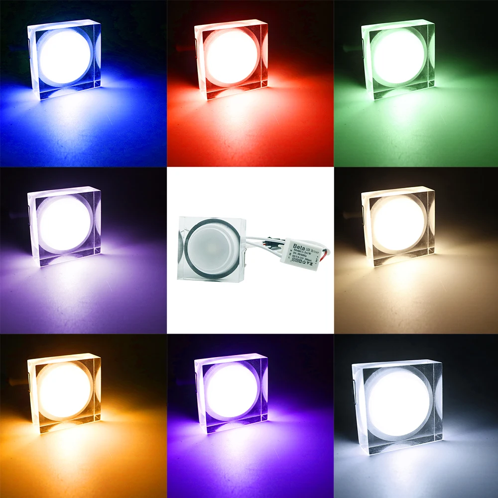 Downlight + Motorista Teto de Cristal Armário da Escada para a Sala de Estar do Hotel Praça Levou Spot Light 1 w 3 Arandela 110 v 220 iq 4 Pcs 11 Cheap square downlight