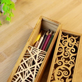 

Creative Student Cute Wooden Storage Box Multi-function Stationery School Gift Hollow Wooden Pencil Case Storage Box