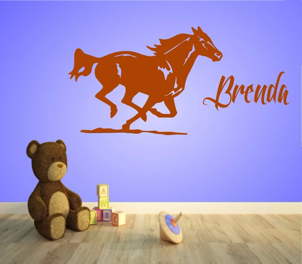 Personalised Horses for Running Vinyl Wall Sticker Any Name Kids Art