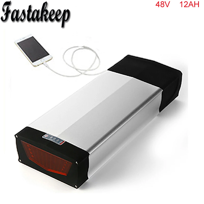 

Manufacturer Price Rear Rack 48V 12Ah 18650 Lithium ion Battery Pack 48V 750w Giant Bicycle Battery with Charger BMS +USB PORT
